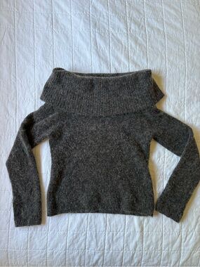MINERAL Alpaca & Wool Blend Gray Off-Shoulder Women's Sweater Women’s MEDIUM